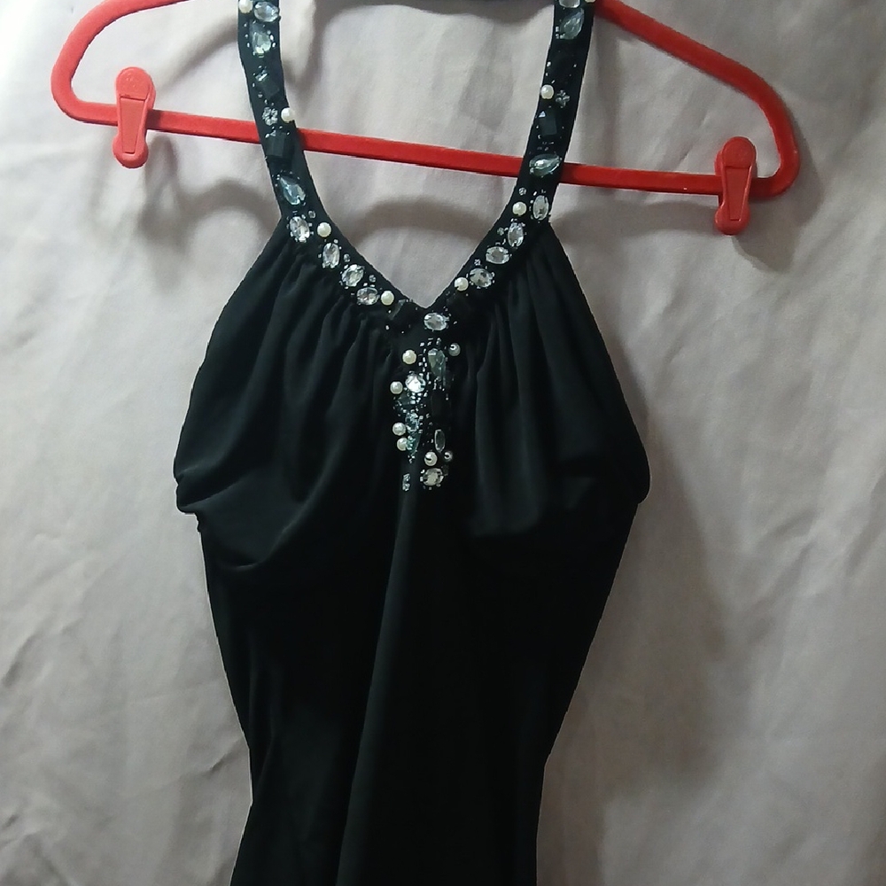 Spense Black Embellished Tank Top